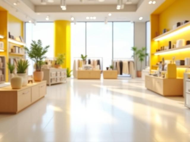 Bright, tidy retail store interior with polished floors