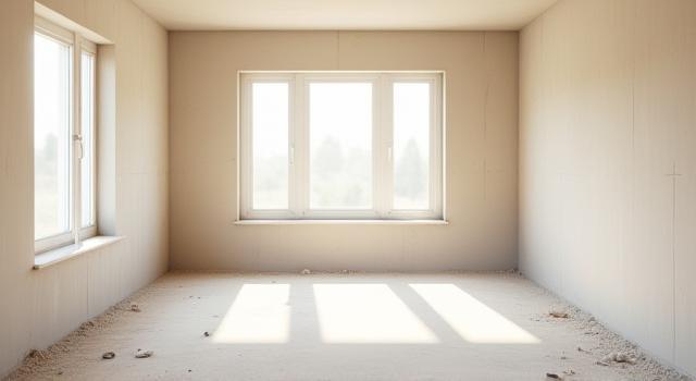 Dusty, post-renovation home interior